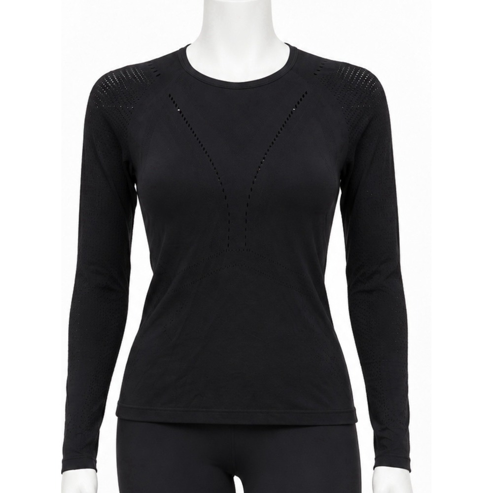 LULULEMON Women's Long Sleeve Crew Neck Black Top Pullover Stretch Size 6